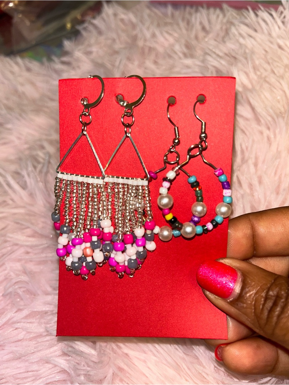 Silver Fringe Pink, White & Grey set